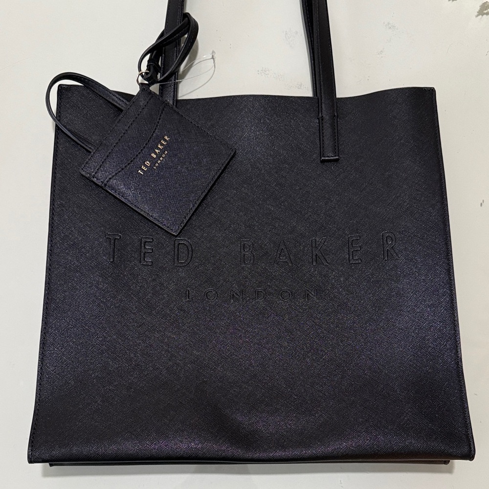 Ted Baker Black Embossed Logo Tote with Card HolderTag